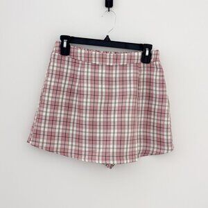 Shein Pink Plaid High Rise Mini Skort